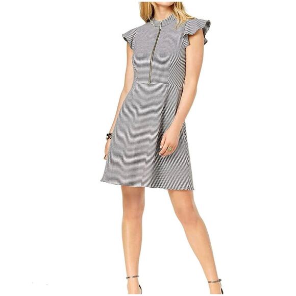 Rachel Zoe Dresses & Skirts - Rachel Zoe Black & White Shepherds check Flutter Sleeve Aline Dress Women's 6
